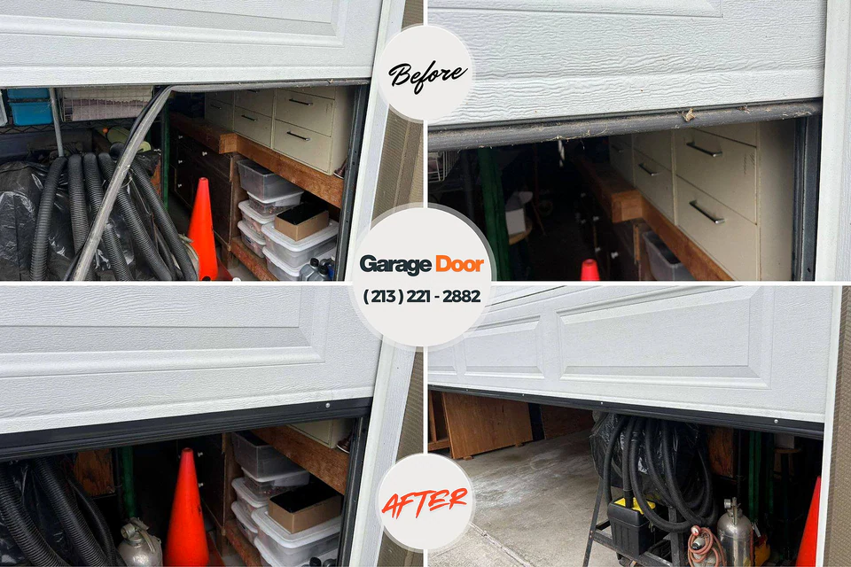 Before and after: garage door repair Pine Hill, NJ